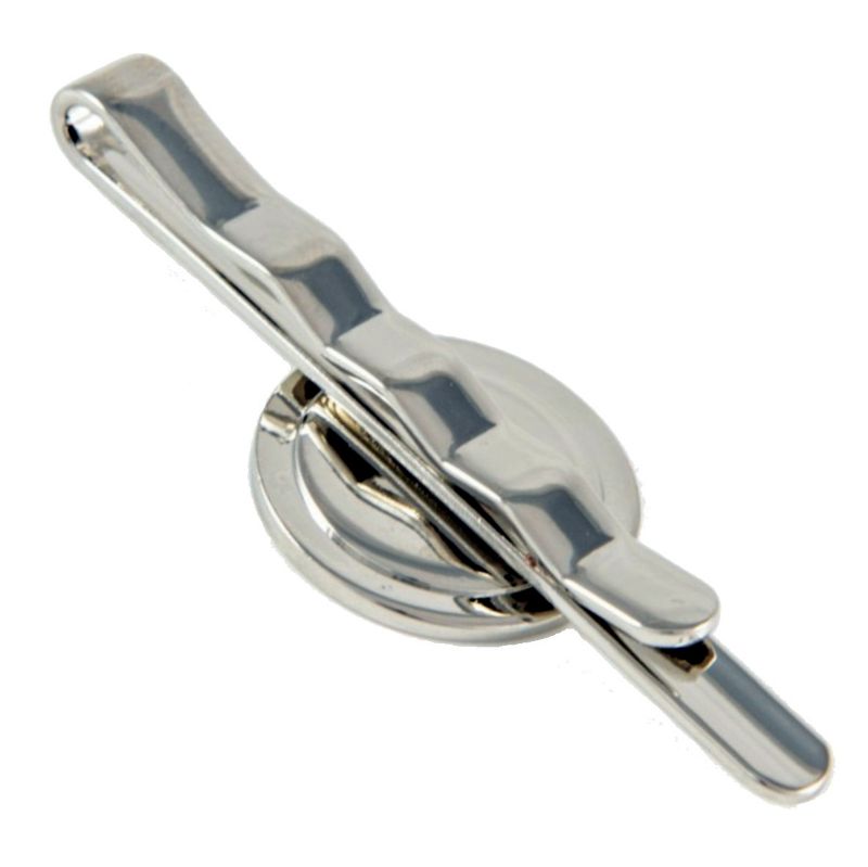 Tie Slide Blank 16mm Round Silver and clear dome